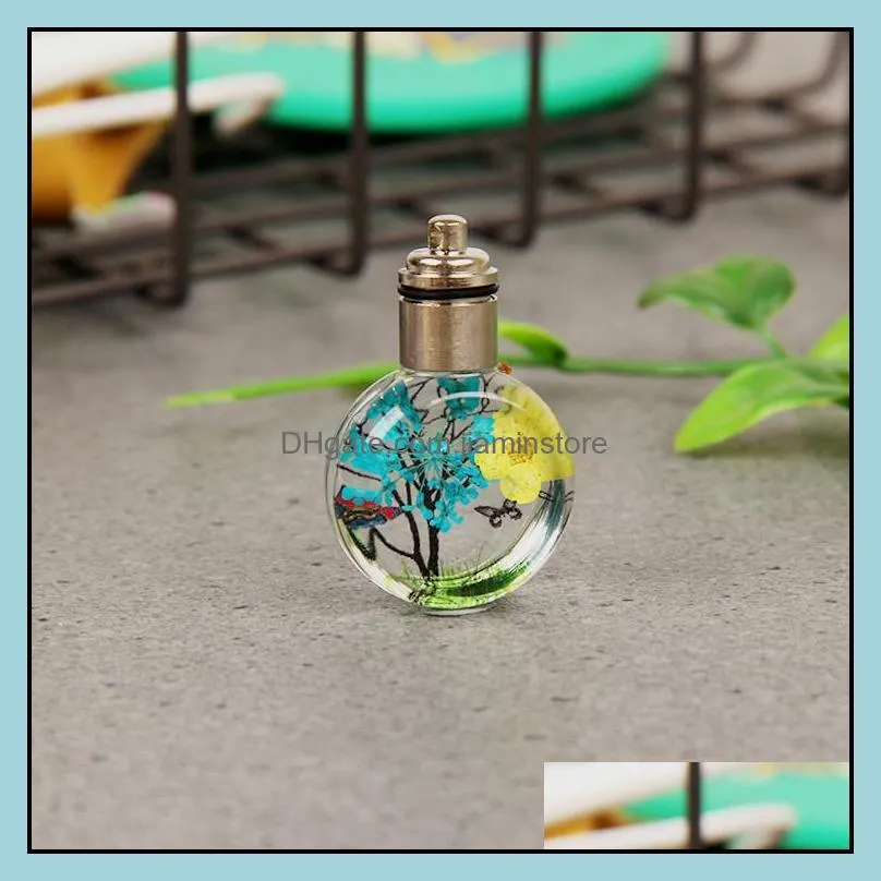 trendy dried flowers pendant necklaces for women led luminous flower necklace charm crystal glass ball jewelry