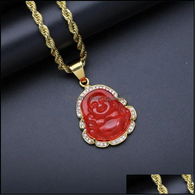 cubic zircon maitreya buddha pendant necklace for women men rope chain big belly buddha necklace hip hop jewelry christmas gifts 823