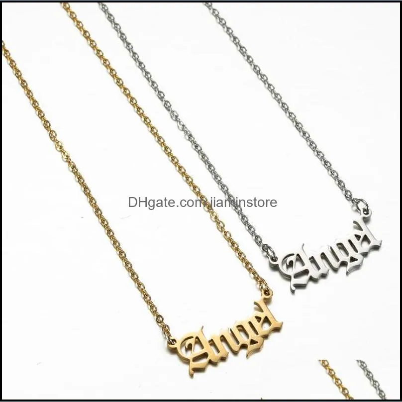 hip hop stainless steel necklaces for women personalized necklace babygirl angel honey baby letter pendant jewelry gift