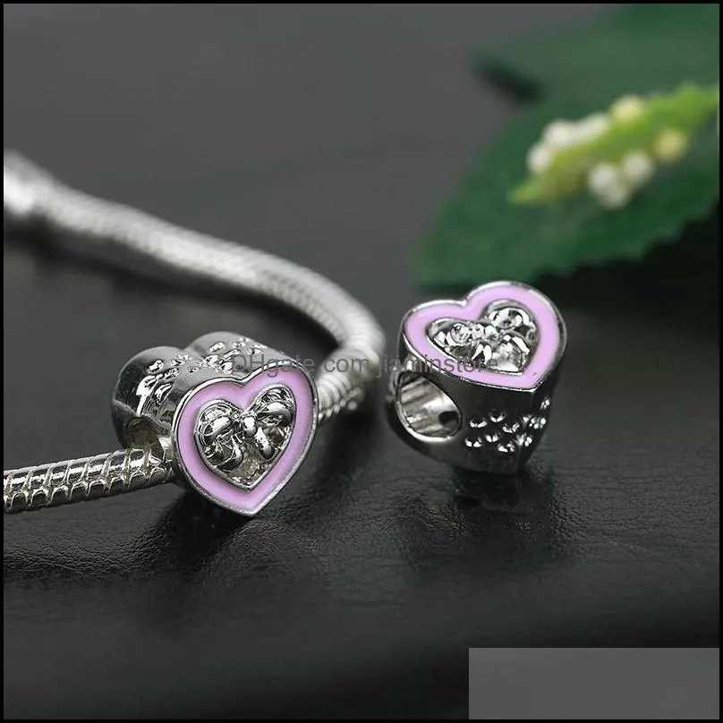 european crystal alloy hearts charms beads fit original bracelets bangles for women diy trinket