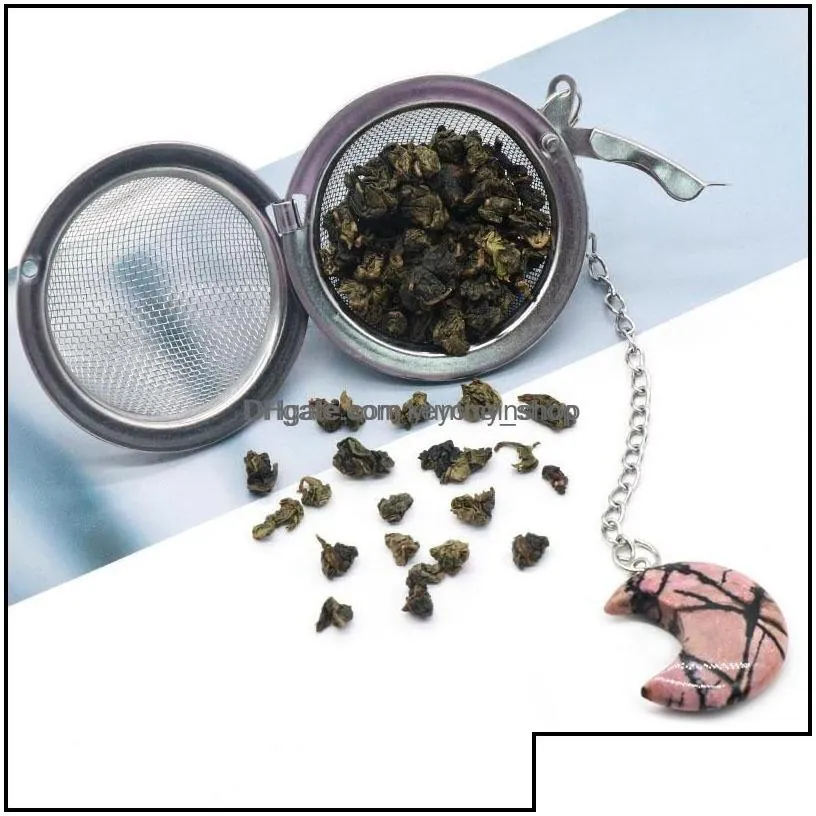 key rings moon stainless steel infusers for loose tea mesh strainer with extended chain hook charm energy drip trays crystal shaker