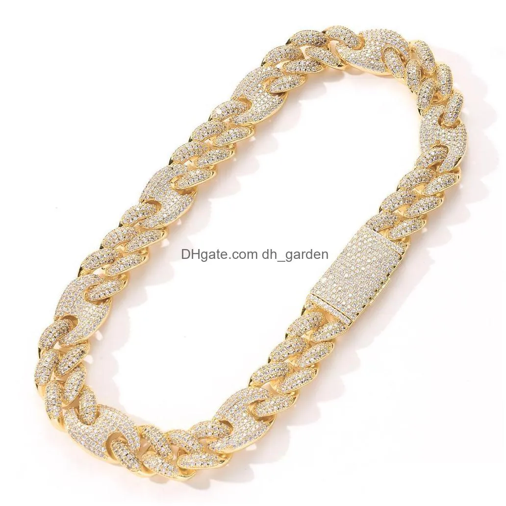 fashion rap accessories 20mm full zircons mens big gold chain domineering cuban chain link hiphop necklace