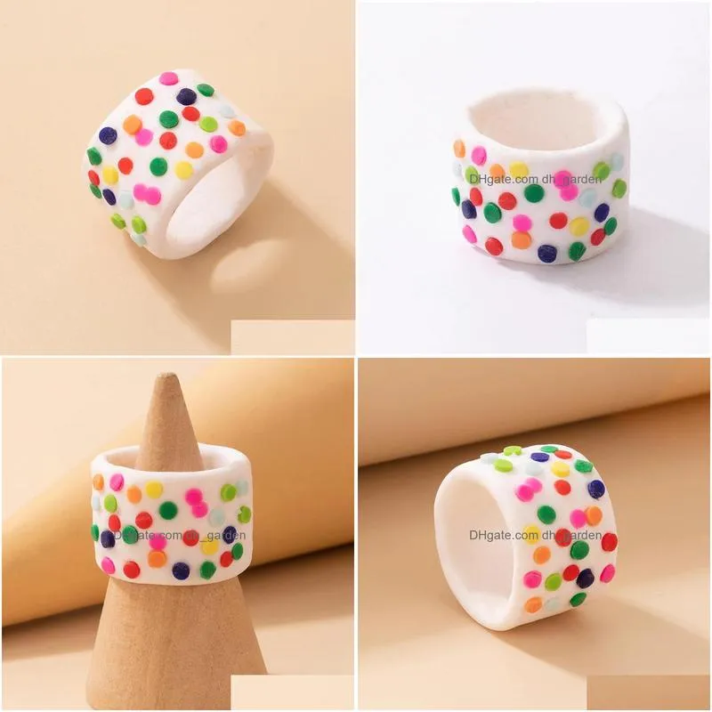 colorful resin joint ring for women girls lovley ins fashion width geoemtry acrylic single ring jewelry