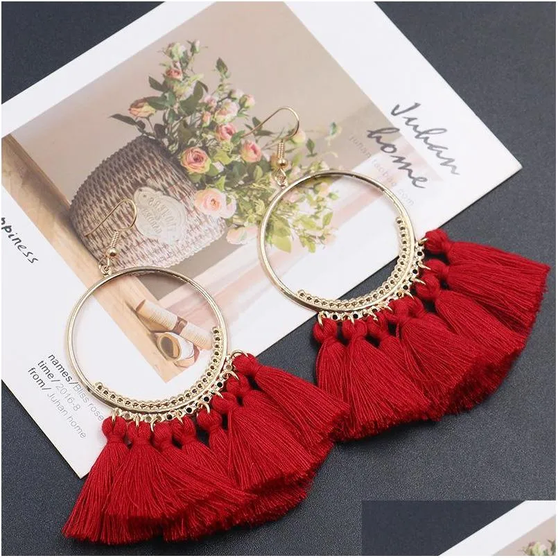 fashion jewelry womens vintage hoop tassels dangle earrings