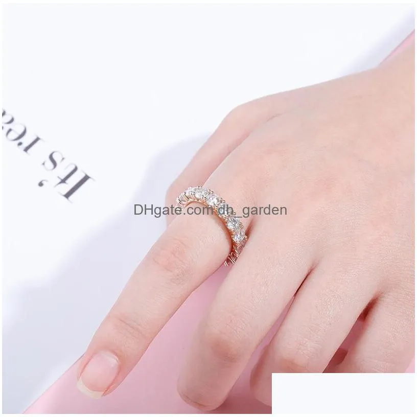 hiphop 4mm ring round zircon womens hip hop genuine gold plated jewelry ring the gift for women and girls