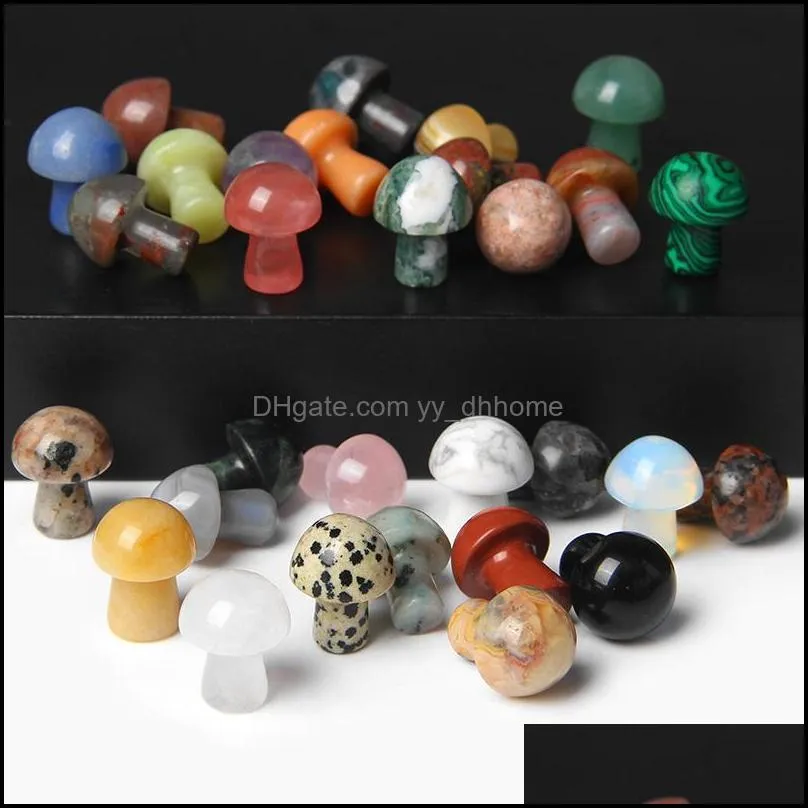 natural stone carved crystal mini mushroom healing reiki mineral statue crystal ornament home decor gift mix colors