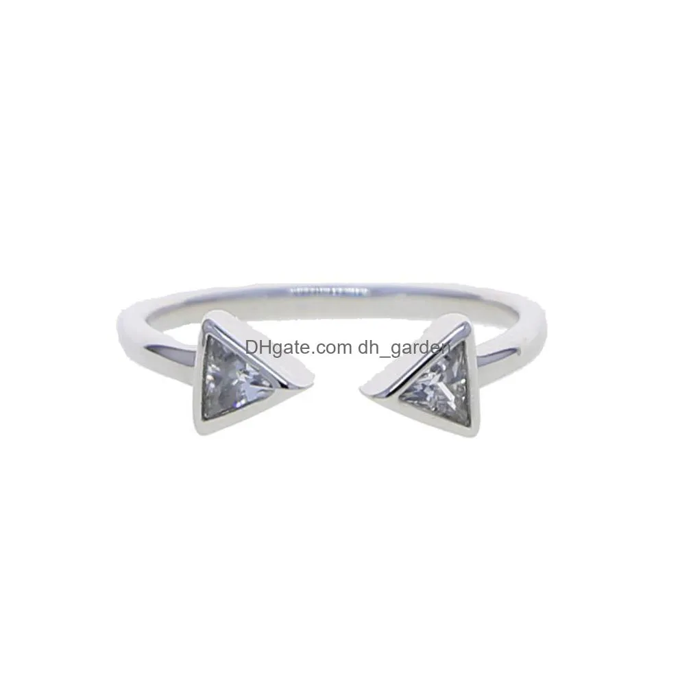 classic simple jewelry triangle shaped open adjusted minimal delicate cz high quality cz ring