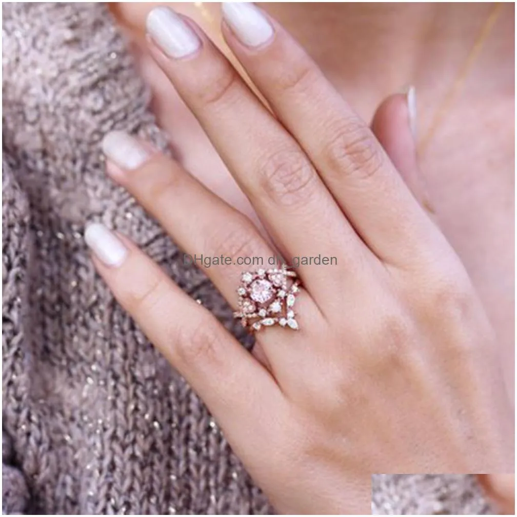 6pcs european and american fashion geometric pattern ladies ring suitable for birthday party engagement jewelry gifts size
