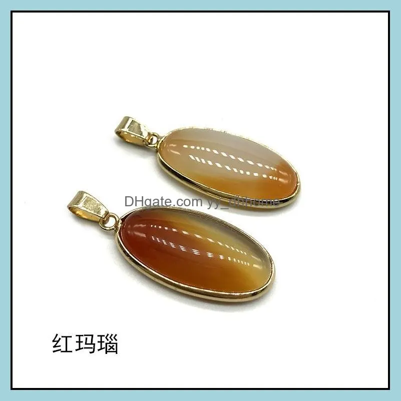 rose quartz opal tigers eye natural stone pendulum oval charms pendants for necklace earrings jewelry making