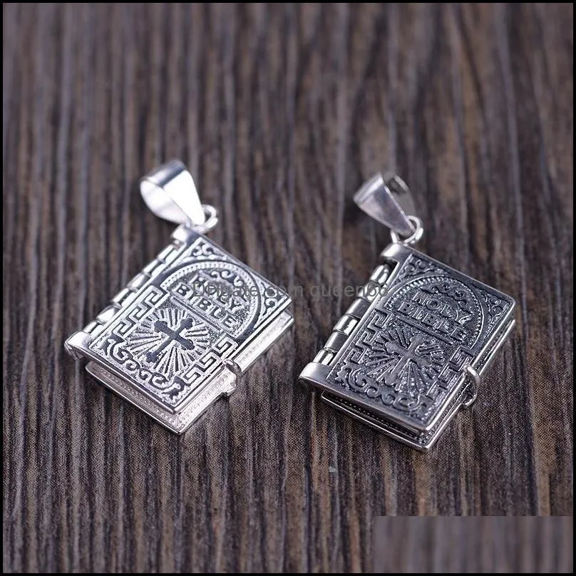 925 sterling silver scripture bible pendant for women men couple gift cross religious punk fashion jewelry without chain