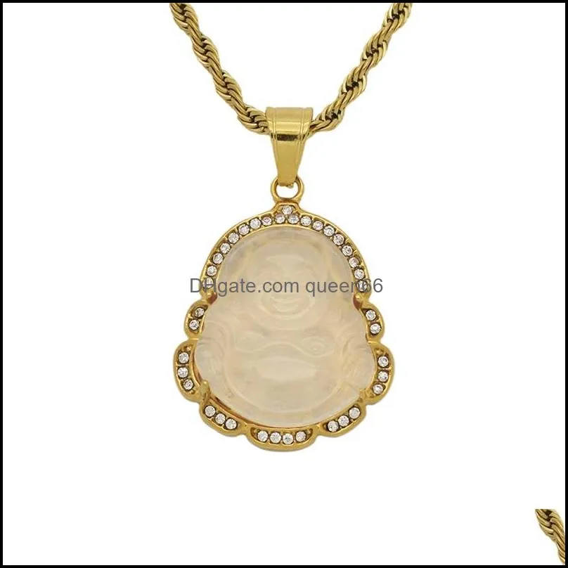 cubic zircon maitreya buddha pendant necklace for women men rope chain big belly buddha necklace hip hop jewelry christmas gifts 823