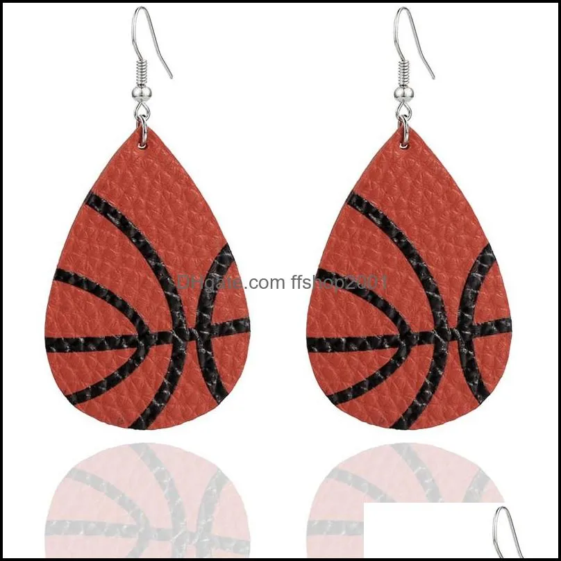 2020 3d sports pu leather earrings football basketball baseball fashion dangle earrings for women statement earrings jewelryz