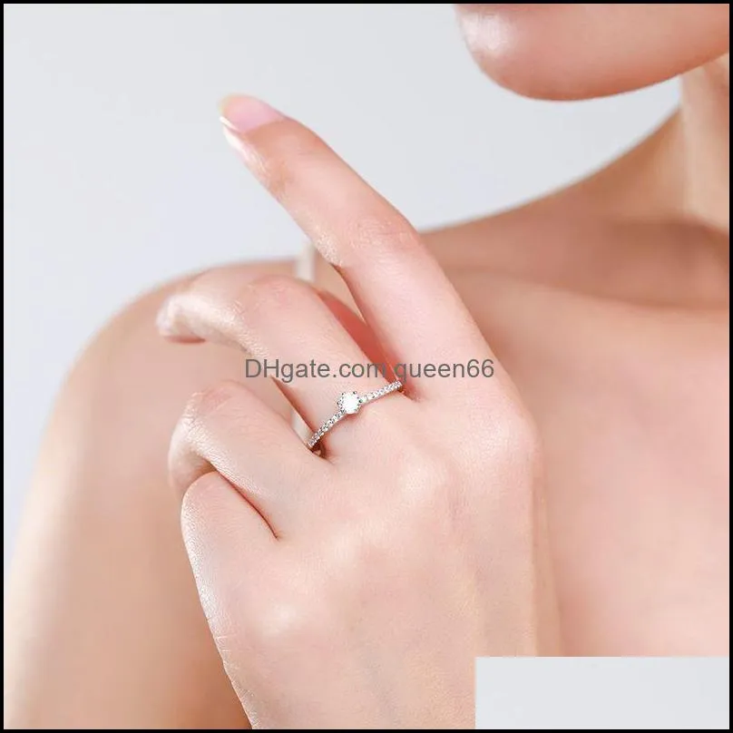 925 sterling silver simple ring round clear zircon women fashion ring for wedding jewelry 20220301 t2