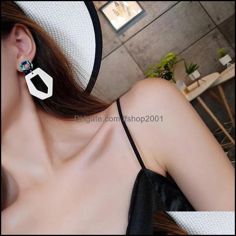  fashion acrylic geometric earrings for women girls yellow hollow statement square long earrings party jewelry valentines day