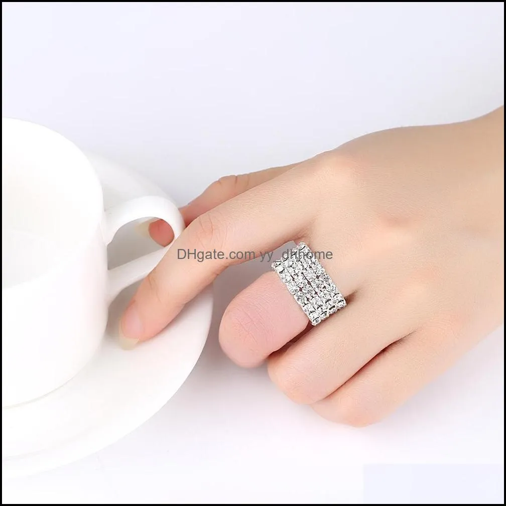 silver shiny crystal ring jewelry cubic zirconia diamond hiphop rings for women men q411fz