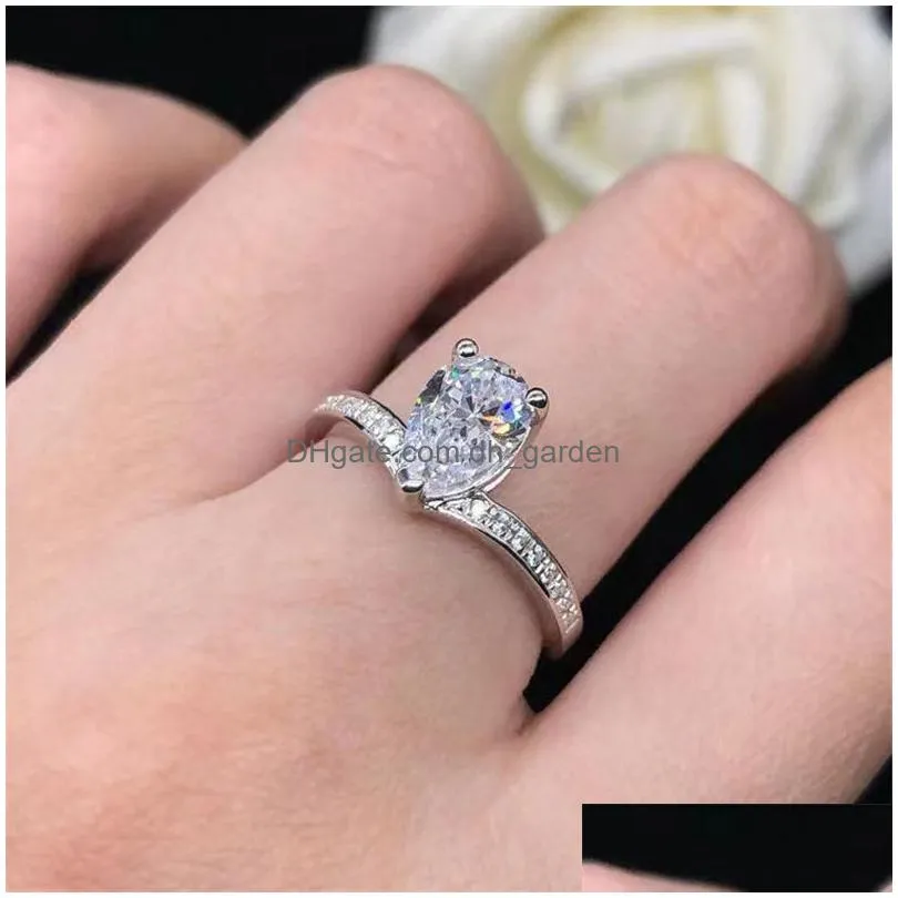 designer ring moissanite pear shape diamond heart micro setting engagement rings size 819 with certificate black card