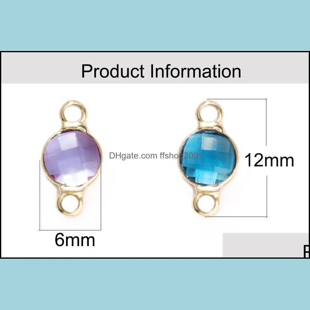 wholesale fashion 6mm birthstone crystal glass pendant charms for bracelet bangle earrings gold edge 12 months colorful diy jewelry charm