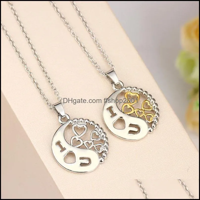 wholesale fashion twotone pendants necklace for women creative bear fish heart crystal necklace party wedding jewelry gift random