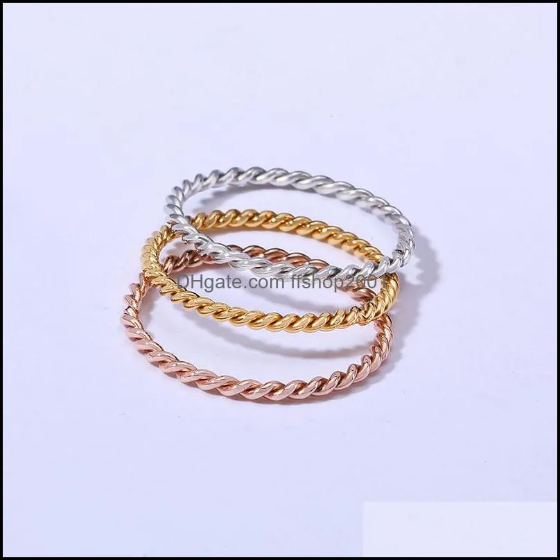 stainless steel twisting line rings silver vintage weave elegant slim open rings for women elegant fine valentines day jewelry giftz