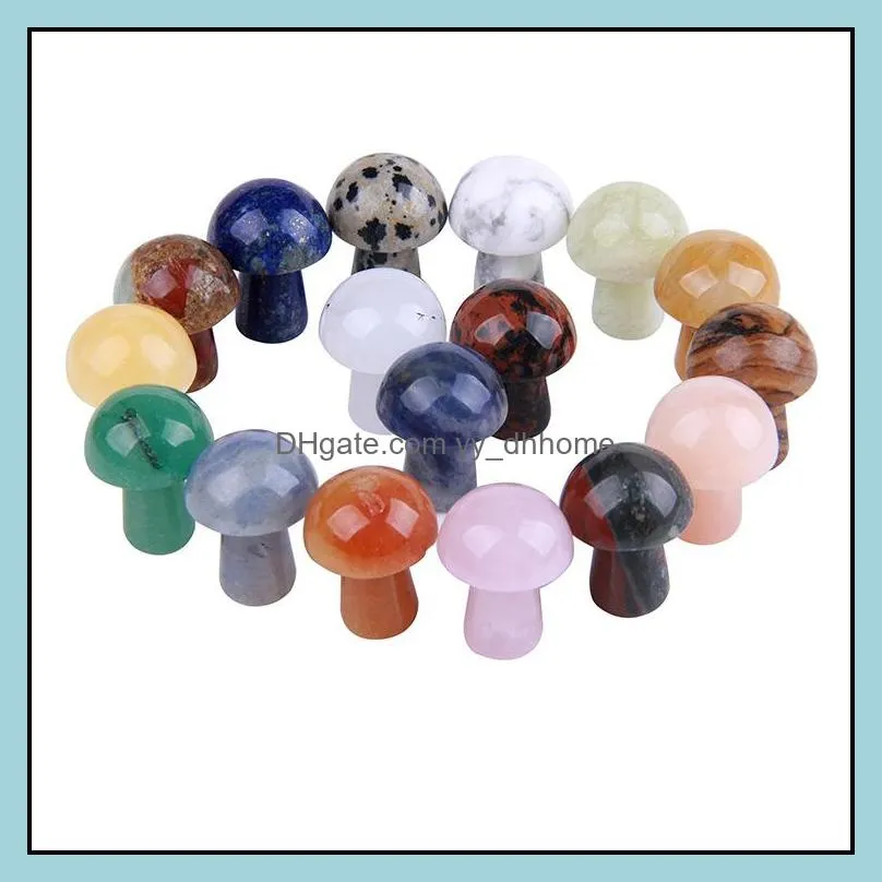 natural stone carved crystal mini mushroom healing reiki mineral statue white pink crystal ornament home decor gift mix colors