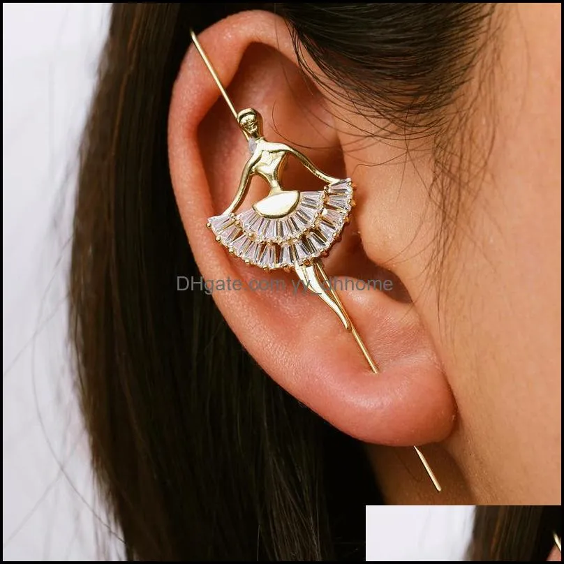crawler hook earrings for women ear needle crystal piercing stud earring fashion jewelry gift q604fz