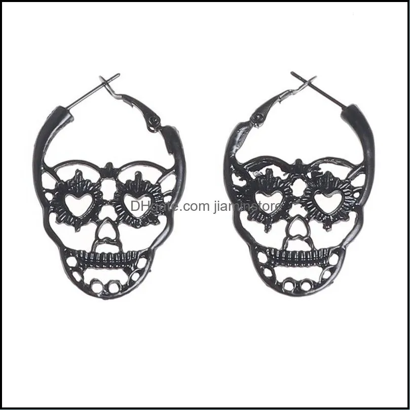 vintage punk gothic skull earrings hollow charm earrings women skeleton stud earings jewelry