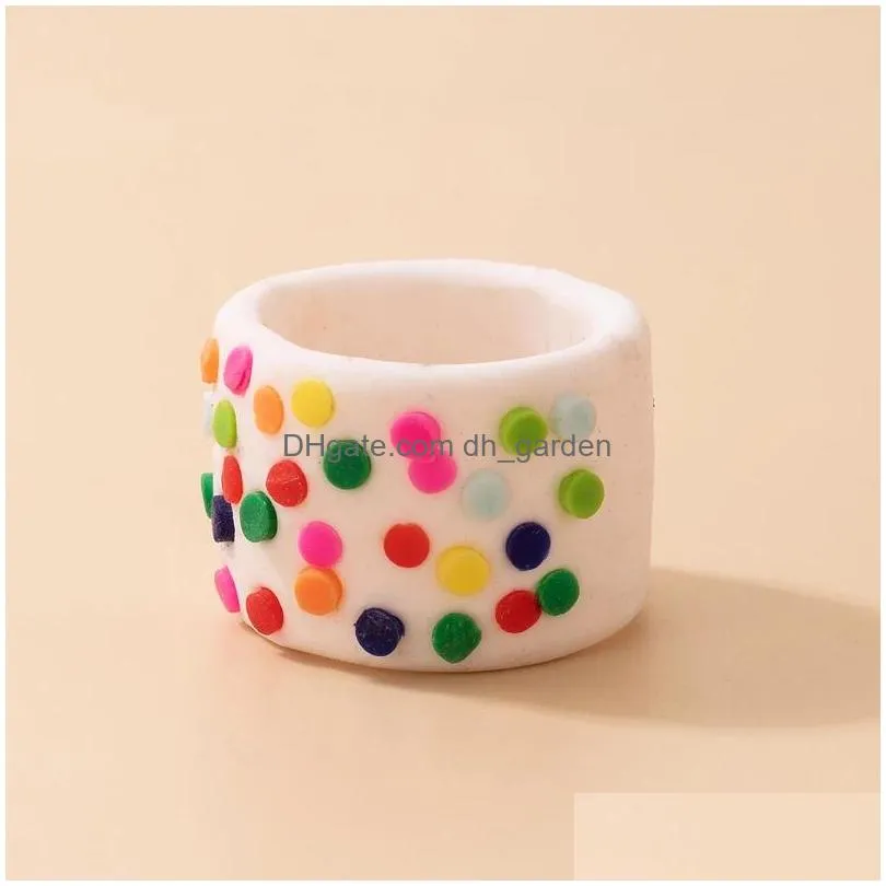 colorful resin joint ring for women girls lovley ins fashion width geoemtry acrylic single ring jewelry