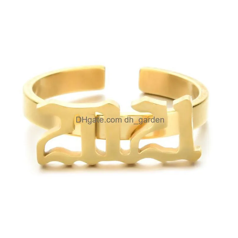 stainless steel finger rings fashion 2021 birth year custom number ring gold silver rose gold color birthday gift