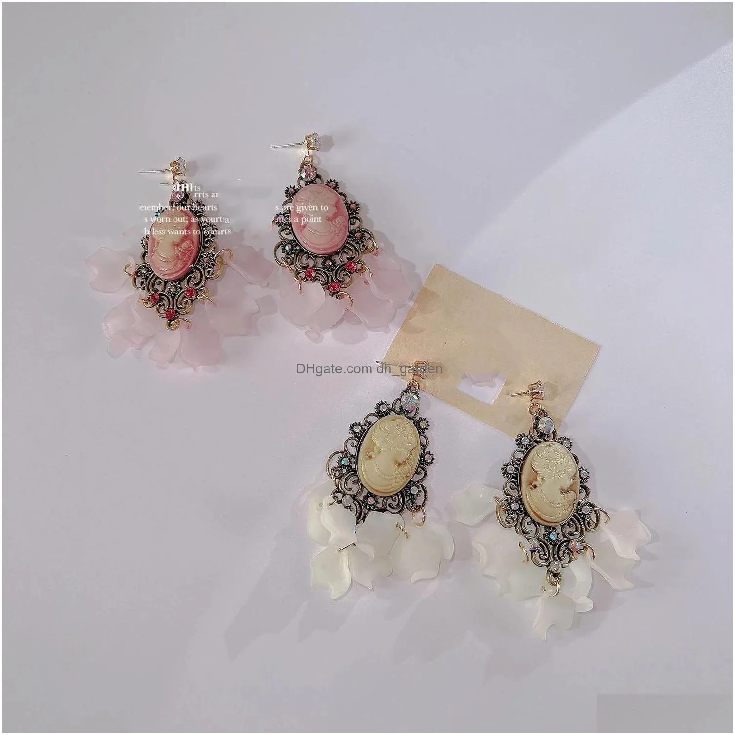 dangle chandelier vintage lady cameo earrings for women fashion stainles steel hook cameo women earring