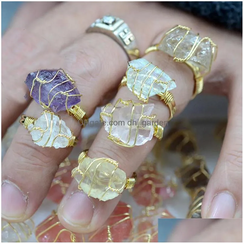 natural stone rings for women adjustable statement ring halloween christmas jewelry party gift wholesale