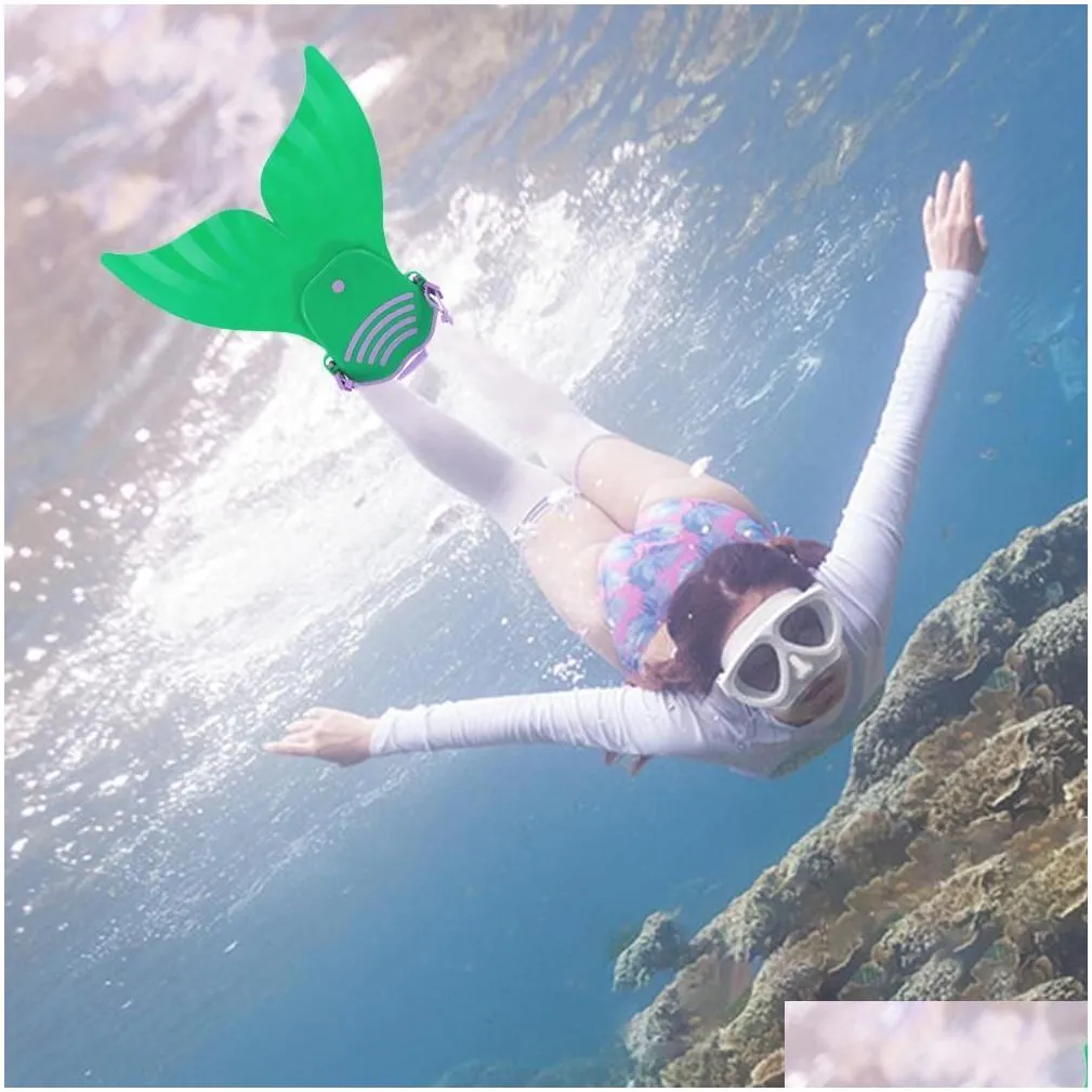 ups adjustable mermaid swim party favor fin diving monofin swimming foot mono fin fish tail swimtraining for kid children christmas