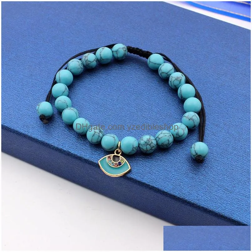 fashion jewelry evil eye pendant turquoise beaded bracelet blue eye beads bracelets