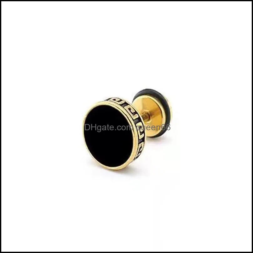 1 pcs 10mm round shape vintage stud earrings for men women unisex trendy titanium steel party ear jewelry gift 20220224 t2