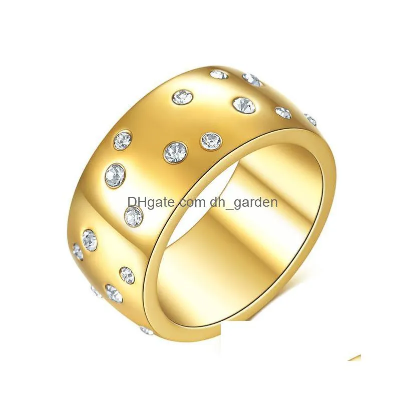 gold silver color trendy stainless steel ring for women shining cz crystal rings luxury brand jewelry accessories