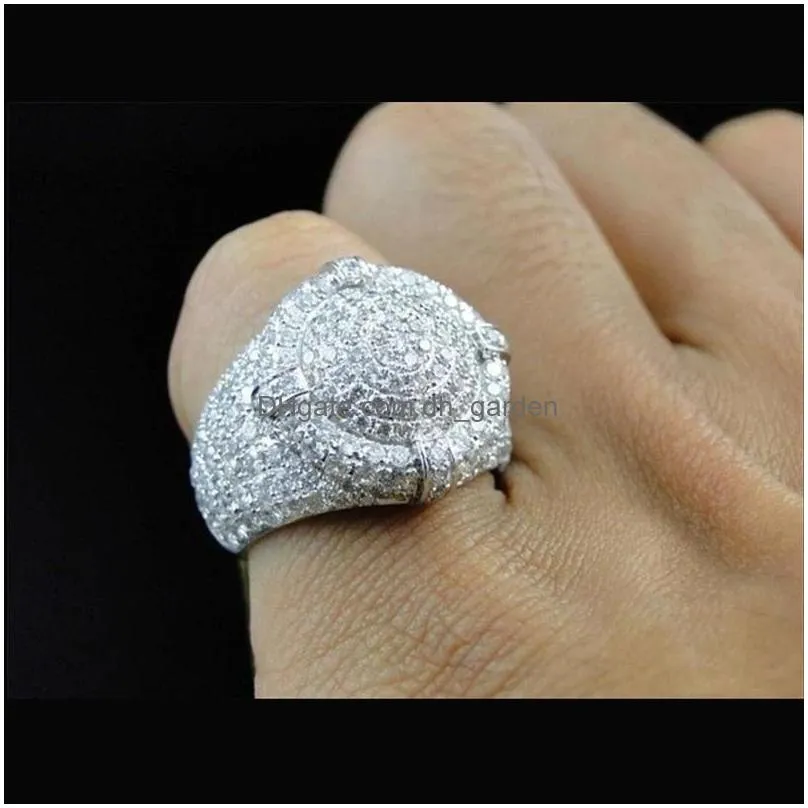 gorgeous men rings natural cubic zirconia white crystal shine wedding engagement anniversary gift for jewelry