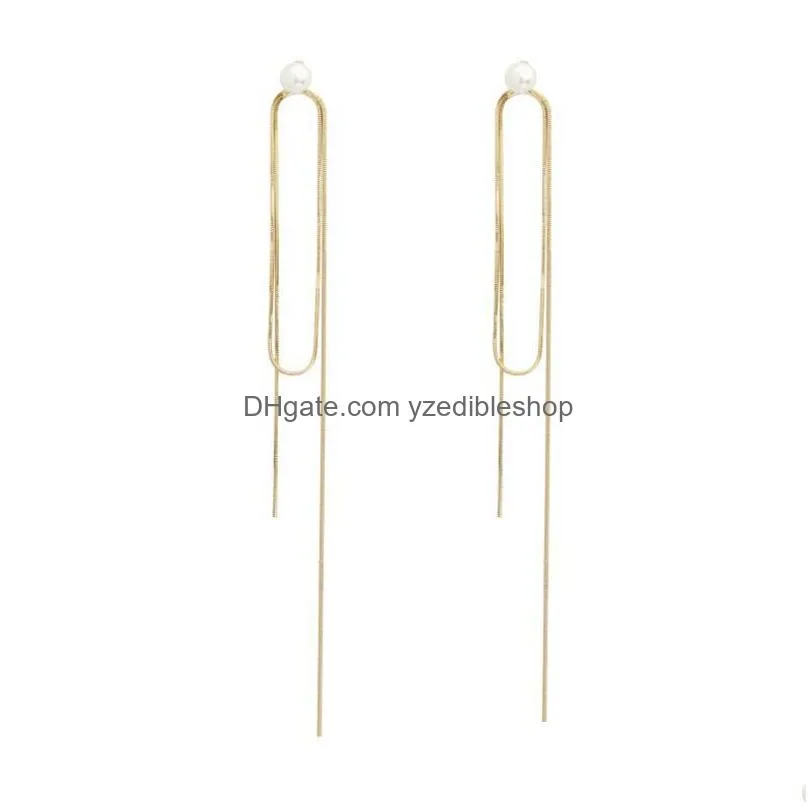 fashion jewelry s925 silver post dangle stud earrings long tassels earrings