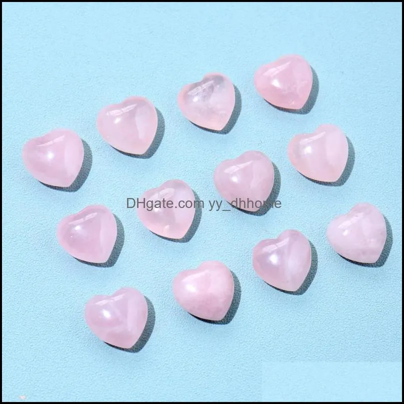 natural stone pink crystal 15mm heart ornaments quartz healing crystals energy reiki gem craft hand pieces living room decoration