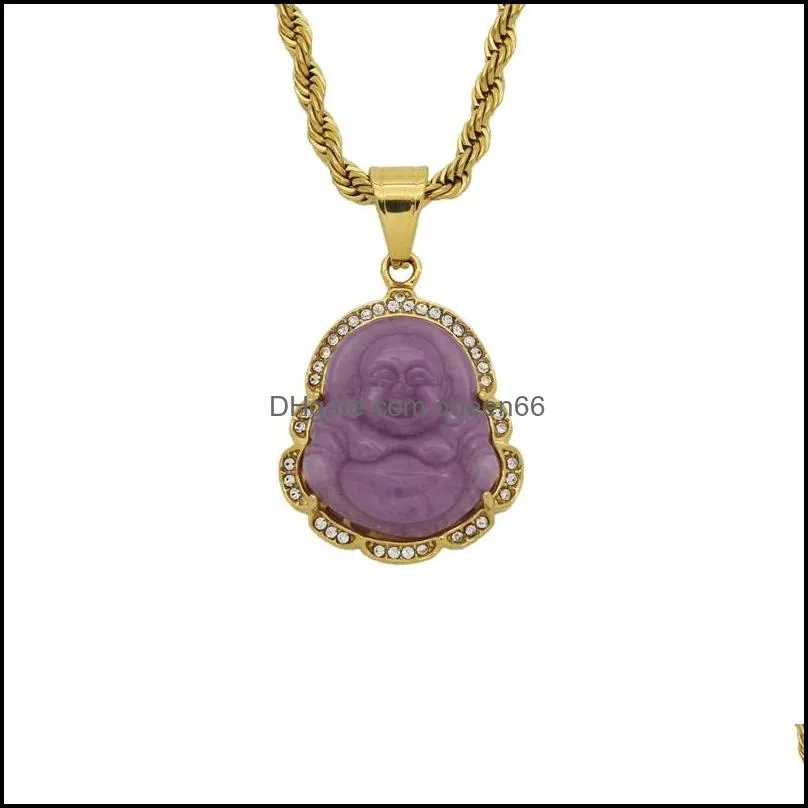 cubic zircon maitreya buddha pendant necklace for women men rope chain big belly buddha necklace hip hop jewelry christmas gifts 823