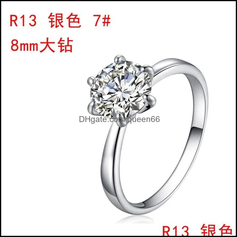 18k classic 1.2ct white gold plated large cz diamond rings top design 4 prong bridal wedding ring for women 878 q2