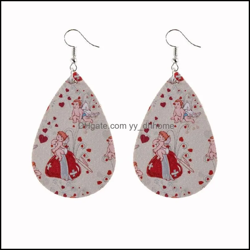 valentines day earrings for women girls lightweight faux leather dangle earring red heart couple fashion jewelry u44fa