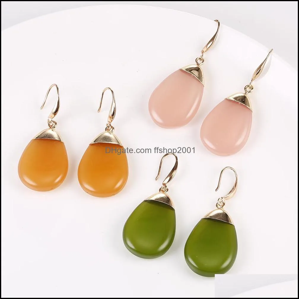  trendy resin dangle earring 4 colour waterdrop shape high quality copper hook pendent earring christmas jewelry gift for womeny