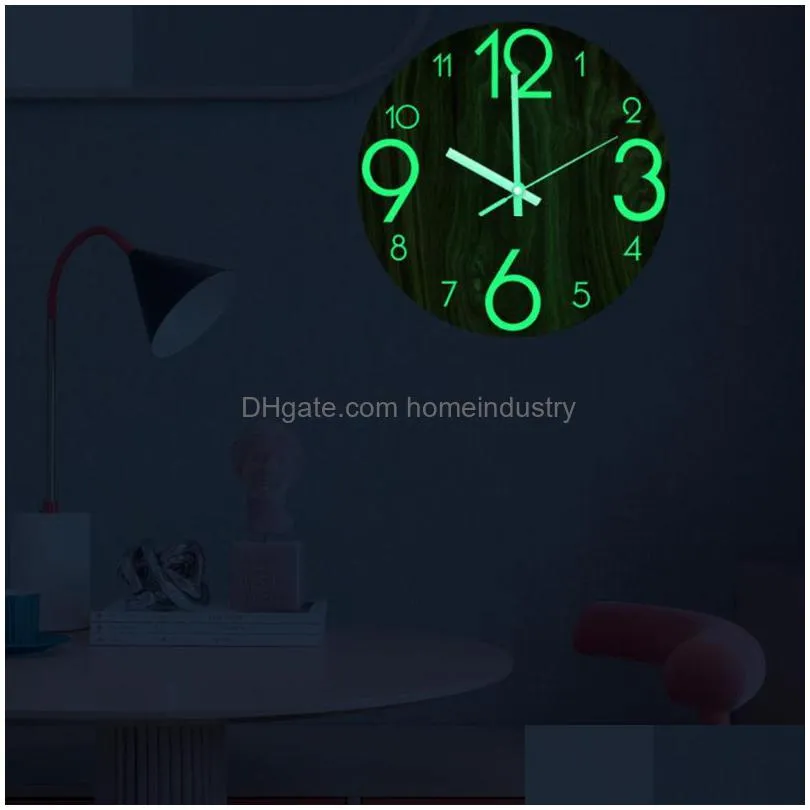 wall clocks clock luminous acrylic wooden silent nordic fashion night light home living room bedroom decorations