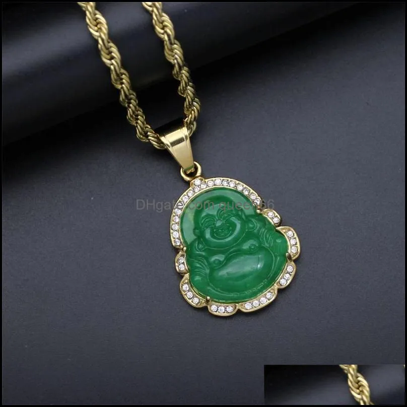 cubic zircon maitreya buddha pendant necklace for women men rope chain big belly buddha necklace hip hop jewelry christmas gifts 823