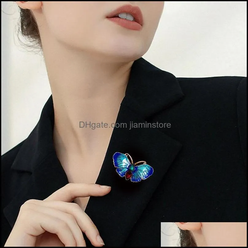 fashion beauty women brooches with gift box gold crystal exquisite flower butterfly insect pins party gift man
