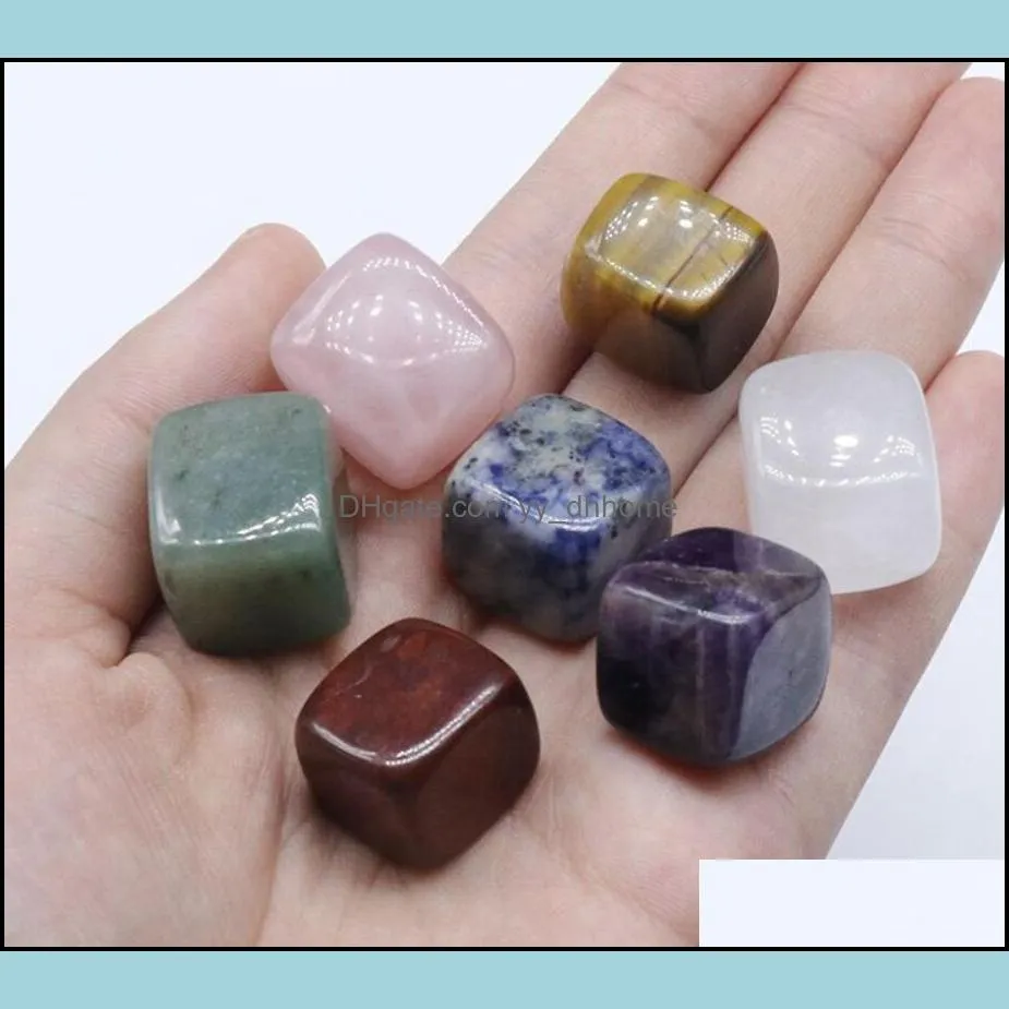 natural stone chakra squares rose quartz amethyst agate tiger powder crystal white crystal yoga meditation energy stone ornament