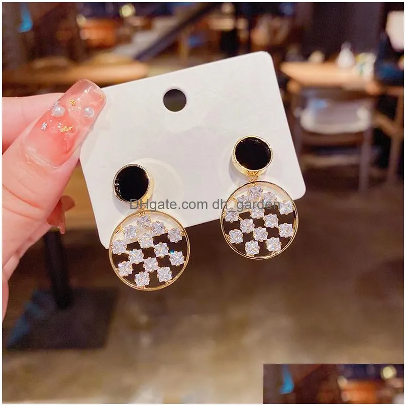 dangle chandelier shinning zircon geometric plated earrings for women 2021 jewelry earings
