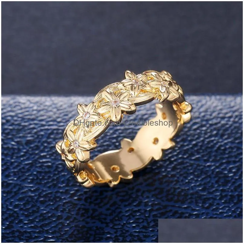 fashion jewelry engraved flowers ring ladys wedding anniversary gift ring