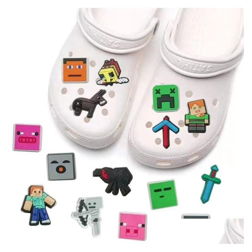 designer colorful croc charms cartoon design pvc rubber clog accessories shoe charms