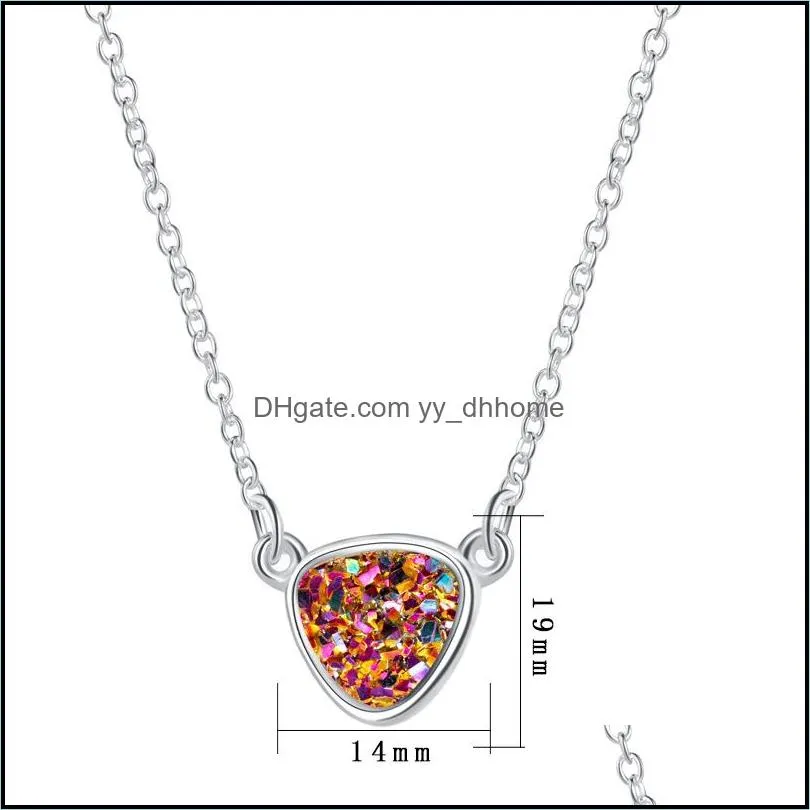 fashion drusy druzy necklace silver plated multicolor resin irregular faux natural stone necklace for women lady jewelry