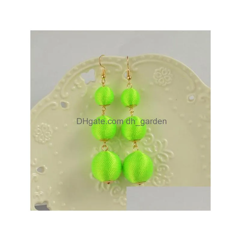 2020 summer styles boho ball earring for women colorful earing long tassel brincos de jewelry wholesale by